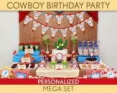 Cowboy Birthday Party Package Collection Set Mega Personalized Printable // Cowboy Wild West - B29Pz2