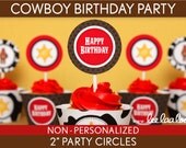 Cowboy Birthday Party - 2 inch Party Circles & Bonus: Cupcake Wrappers NonPersonalized Printable // Cowboy - B11Nd Il_170x135