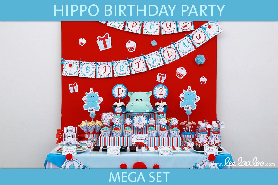 Hungry Hungry Hippo Birthday Party Mega Set - PERSONALIZED PRINTABLE DIY - BX29x Il_570xn