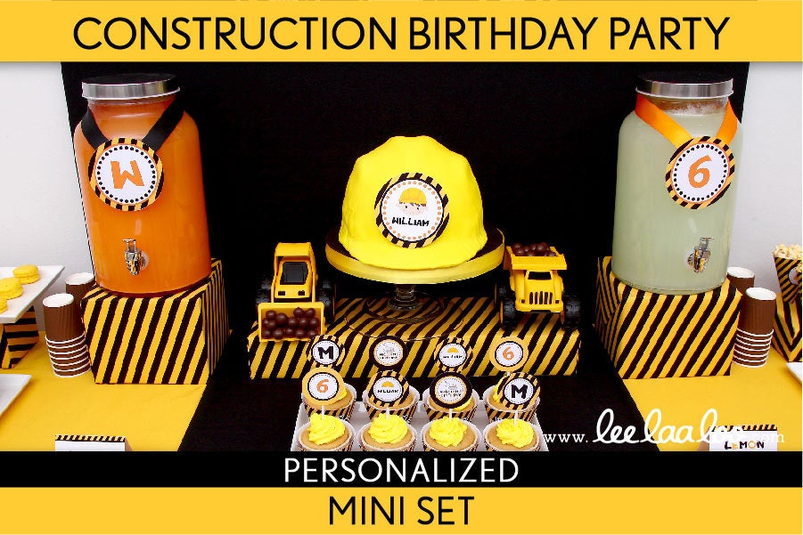 Construction Birthday Party Package Collection Set Mini Personalized Printable // Construction - B2Pz1 Il_570xn