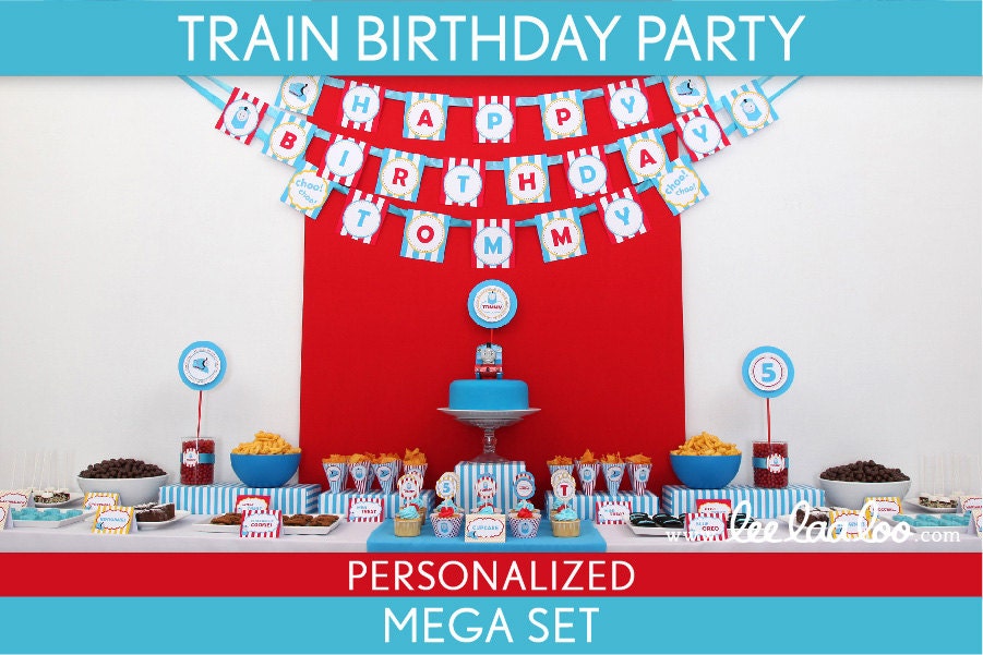 Train Birthday Party Package Collection Set Mega Personalized Printable // Choo Choo Train - B4Pz2 Il_570xn