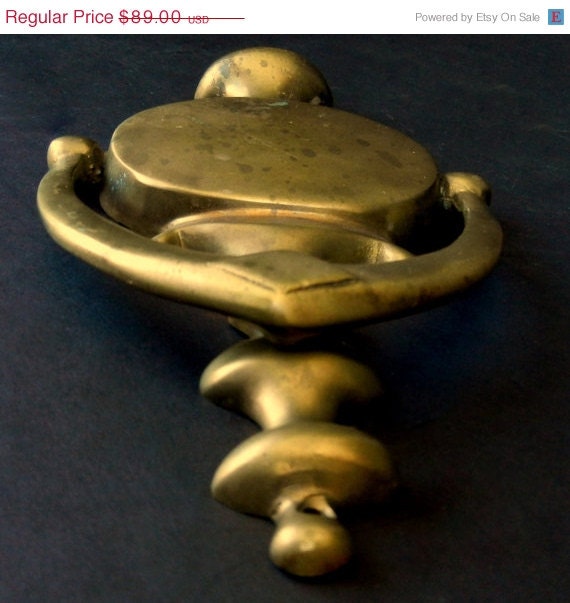 FATHERS DAY 20% SALE Brass Door Knocker //  Traditional Style / Antique Brass / English or French / 8"