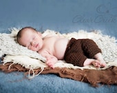 Baby Shorts / Newborn Pants/ Photo Prop Pants/ Chocolate Crocheted Baby Pants / leather tie / Newborn photo props