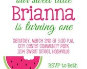 Watermelon - Pink and Green Birthday or Baby Shower Invitation - Girl DIY Printable Il_170x135