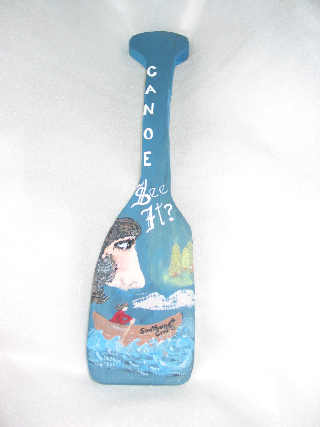 Folk Art Paddle "Canoe See It"  with hidden white-tailed deer