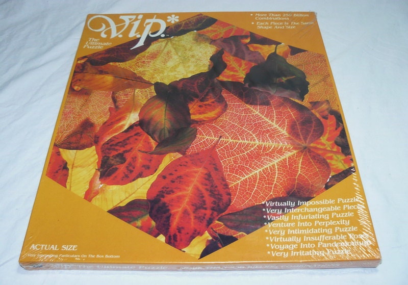 Vintage 1980s V.I.P. The Ultimate Puzzle Piece Jigsaw Puzzle Autumn Leaves New Sealed