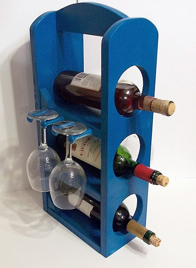 Unique wine rack stemware rack in Apple Green is Handmade