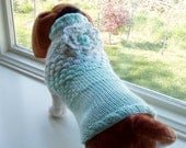 Dog Sweater Hand Knit Spring Mint 18 inches long Large