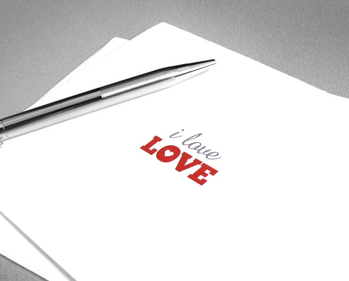 Valentine's Day card - I love love, but I love you even more - red, white, gray