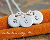 Hand Stamped Mommy Necklace -  Personalized Sterling Silver Jewelry - Tiny Initial Tags Trio Necklace