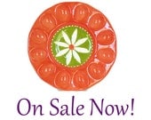 Ceramic Devil Egg Plate in Orange Green White on SALE Now