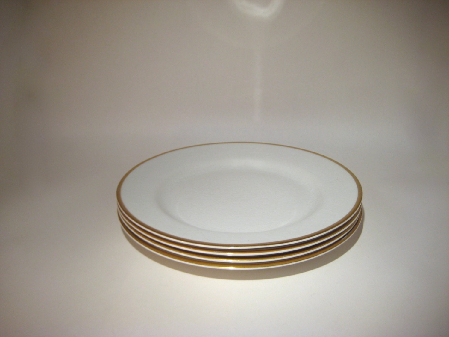 4 Johnson Bros. Plates - White with Gold Bands