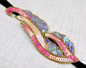 Adult Headband in Pink, Purple, Butterfly wing sequin beaded Headband for Women Teens by Flower Couture