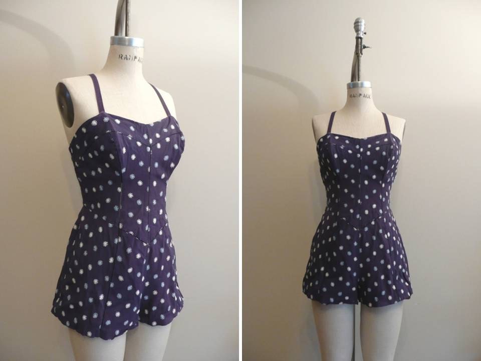 Vintage 1950s Swimsuit 50s Rose Marie Reid Swimming Suit