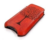 Personalized iPhone Leather Sleeve - Swirl Tree