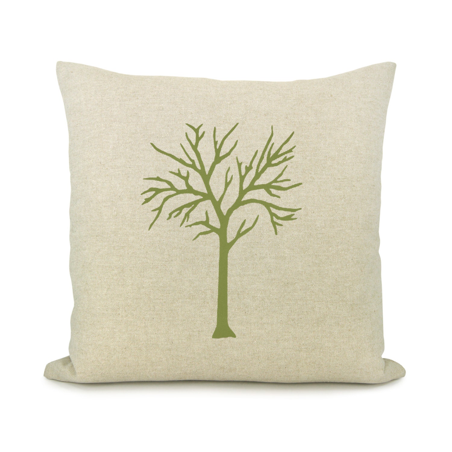 Woodland decor, Shabby chic, Rustic home decor, 16x16 decorative throw pillow - Apple green tree print pillow cover and damask back
