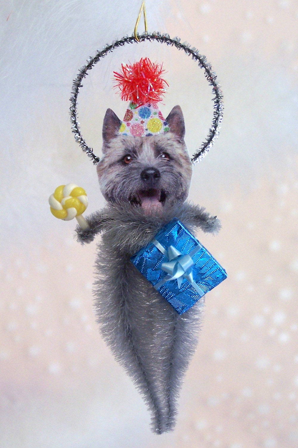 Birthday Cairn Terrier Ornament Decoration Feather Tree
