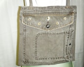 PURSE TOTE Recycled Denim Blue Jean Bag, OD Green Utilities Purse