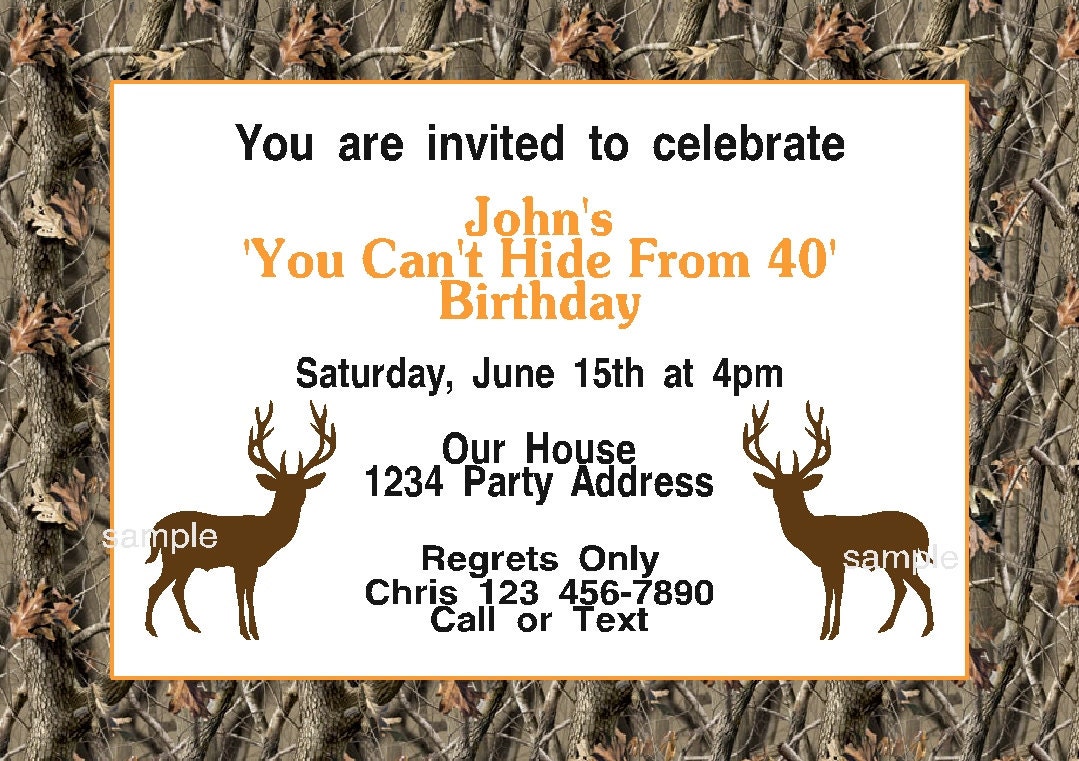 Camouflage Deer Hunter Invitation Printable DIY