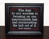 Inspirational Success Quote "Surmountable" framed embroidery 8x10- adjustable in color