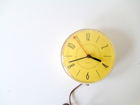 Vintage Westclox Wall Clock in Yellow and by AmyKristineVintage