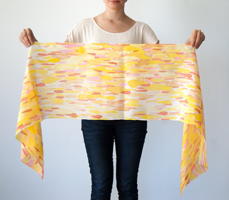 Hand Painted Silk Scarf "Cindy" One of a Kind