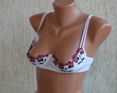 Vintage Lace Sexy  French Boning Bra, size S-M /36B/