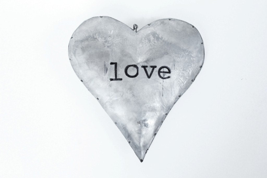 Personalized Rustic Tin Heart Weding Decor love rustic wedding favors shabby chic wedding decor personalized wedding gift