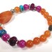 Natural Red Aventurine, Carnelian , Fuschia Agate Beaded Bracelet, Blue Jasper, HOPE Message