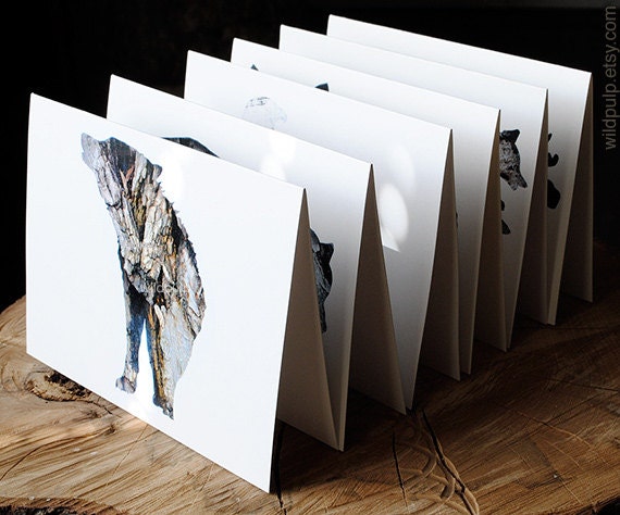 Eco Friendly Card Set : Woodland Animal Silhouettes, 6 Cards - Moose, Wolf, Elk etc, Mens Gifts - Your choice of Animals