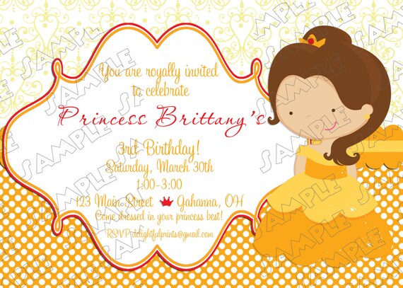 Princesses Belle disney inspired birthday invitation...DIY you print custom photo card by delightfulprints Il_570xn