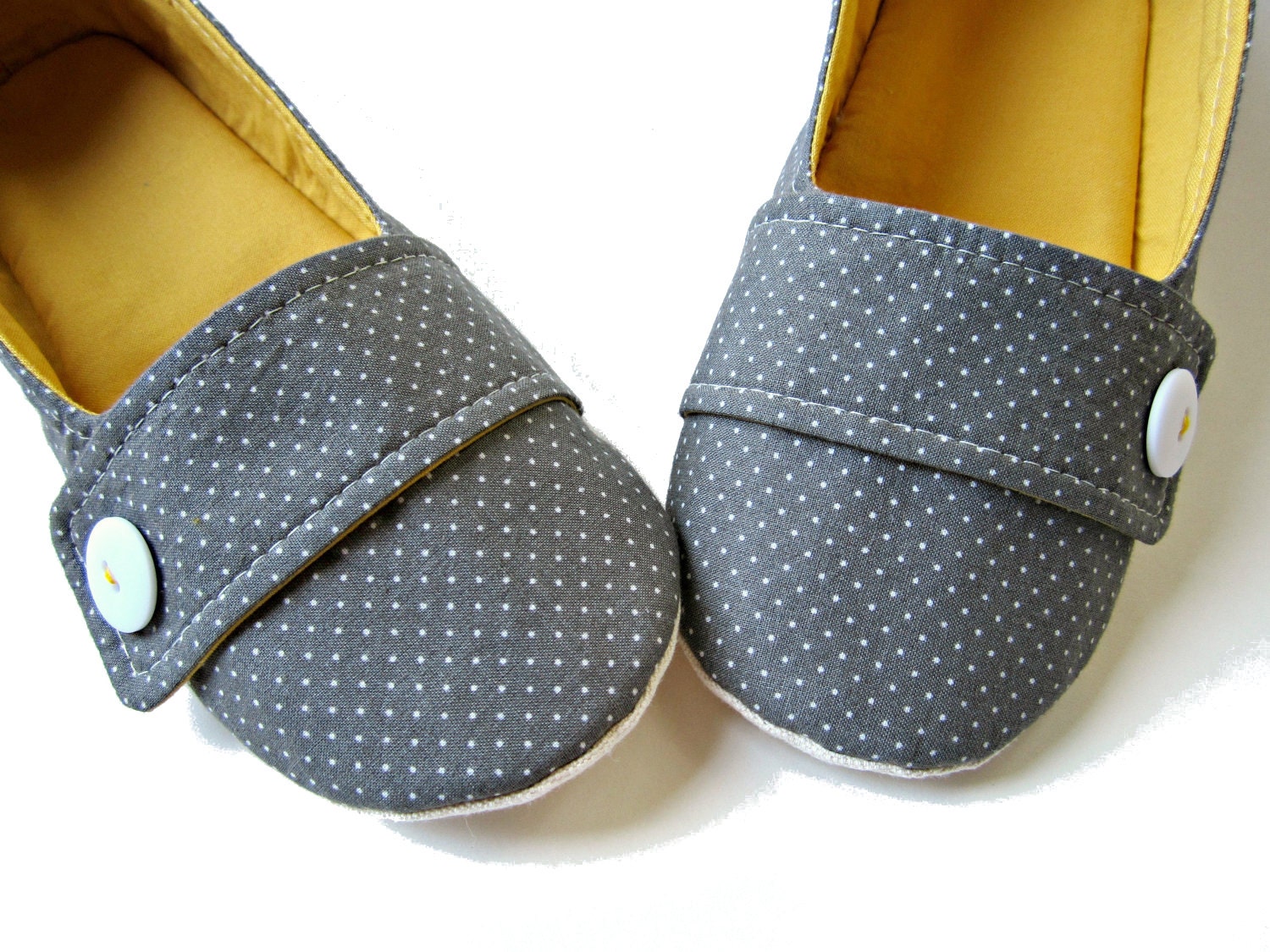 Women's Slippers - Grey, White, and Curry Yellow 'Moli-Maude' Handmade Slippers