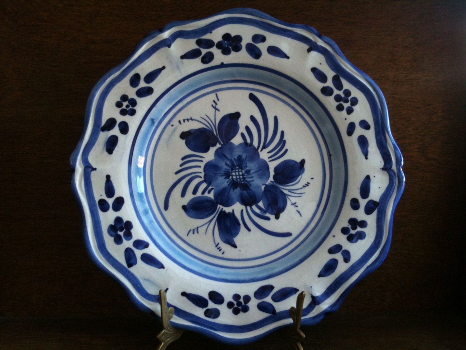 Vintage White and Blue Flower Wall Hanging Plate