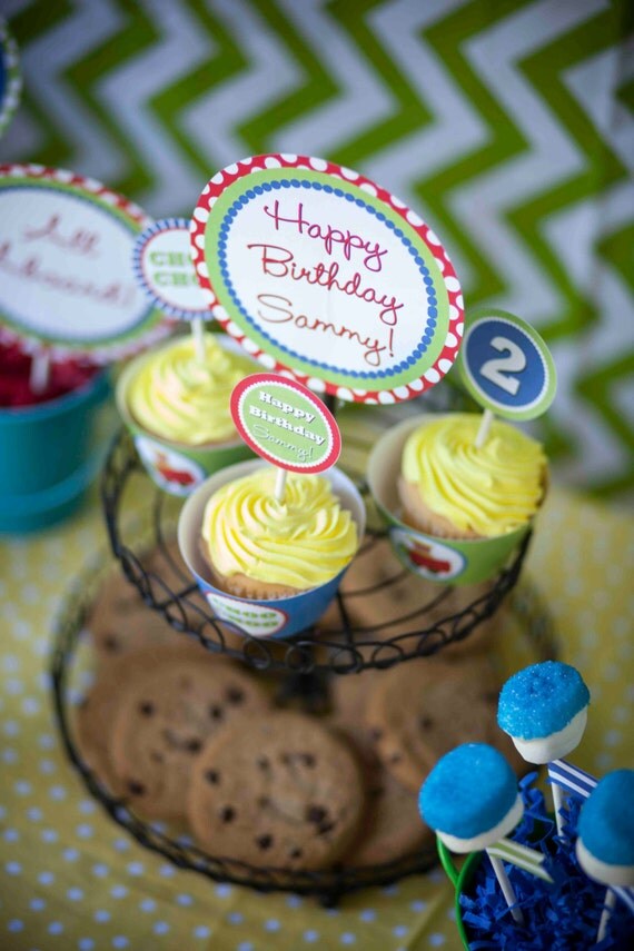 DIY Printable, Train CUPCAKE TOPPERS Il_570xn