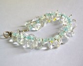 Aqua Marine Bracelet, Tear Drop Clear Glass, Silver Tone Made in the USA, Item No. De198