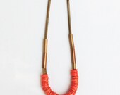 Coral & Brass Beaded Necklace