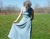 Organic Clothing - Maxi Dress - Sleeveless Drape Neck - Organic Cotton Bamboo - Shown in Water - Made to Order