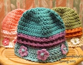 Buggs -  NEW Crochet Girl's  Flowered Brim Bucket Hat - Pick Your Color