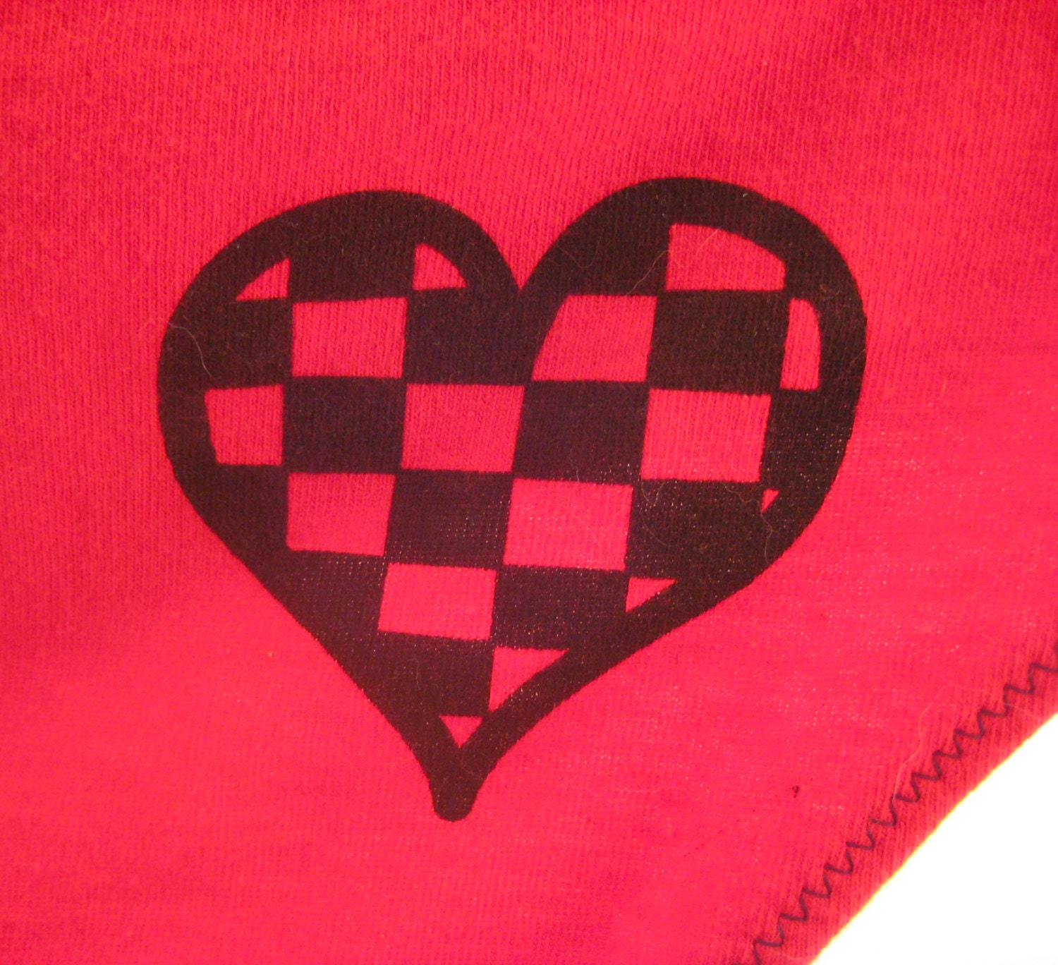 Red Checkerboard Heart Boy-Cut Underwear - Recycled Cotton - Women's 16 - Ready to Ship