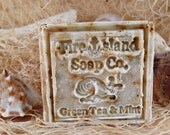 FREE SHIPPING w/a item - Green Tea & Mint Soap, Large Bar, Super Exfoliating, All Natural Soap, Handmade Soap