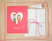 Printable Wedding Thank you card - illustrated couple
