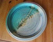 Pottery Pie Plate in Turquoise and Pearly blues for Weddings and other occasions