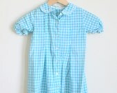 1960s ELECTRIC BLUE Vintage Handmade Girls Dress......size 2 3 4 girls....blue. 60s dress. kids. girls. children. retro girls. checkered