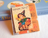 Halloween Brooch - Costume Party Witch With A Jack O Lantern - X Lg 3D Dimensional Paper and Chipboard Decoupage Pin Badge - Vintage Retro