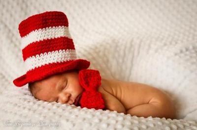 Dr. Seuss Inspired Top Hat with crochet Bow tie Photo Photography prop