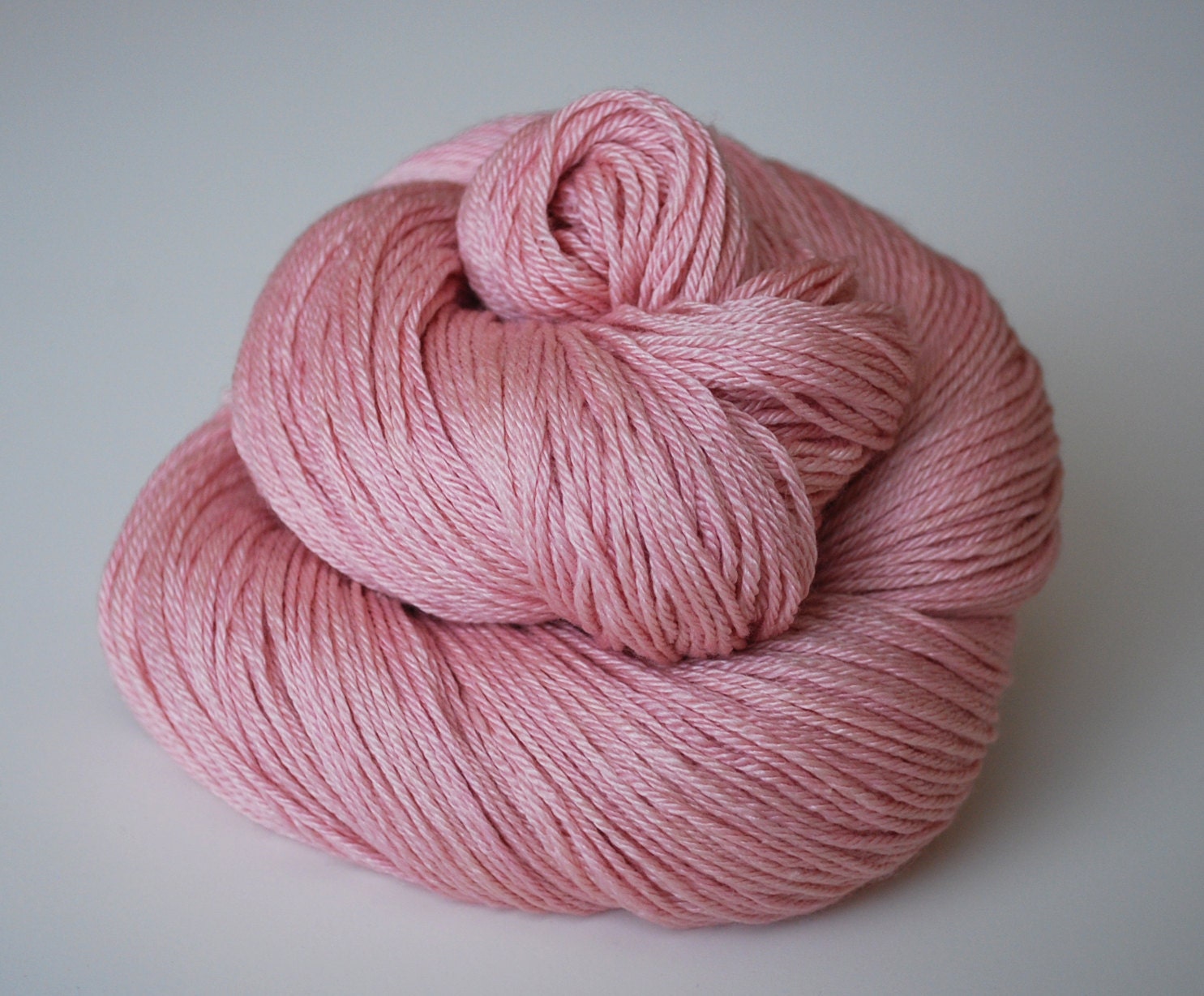 Hand Dyed Fingering Weight Yarn 50/50 Superwash Merino/Silk Naturally Dyed in 'Dusty Pink'