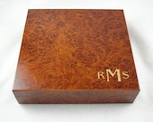 Monogramed Cigar Humidor - Burl Color - 20 Cigar Capacity - Qty of 10