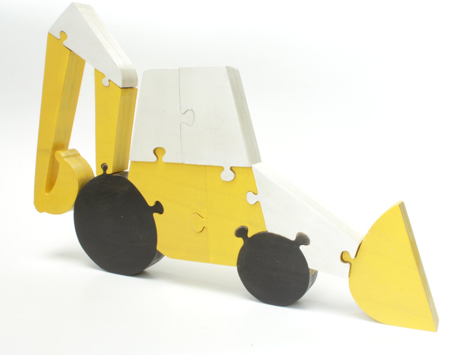 Children's Backhoe Puzzle made from Wood and Painted