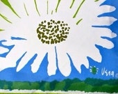1960s Vera Ladybug Signature Daisies on Turquoise Oblong Scarf