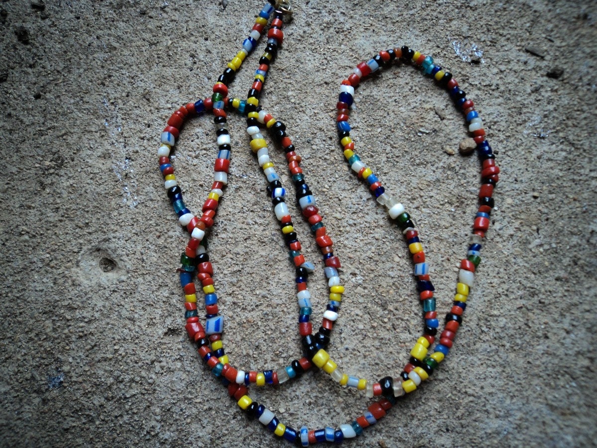 Vintage 60s Love Beads Necklace Glass Beads Seed Beads Summer of Love Hippie Beaded Necklace 15 inches long